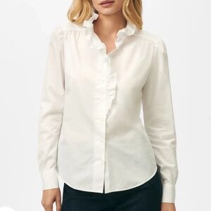 Brooks Brothers Cotton Ruffle Placket Button Down Shirt Long Sleeve White New 2